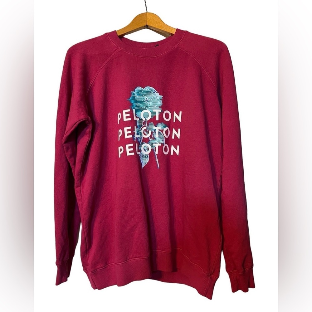 Peloton Rose Pink Sweatshirt with blue flower